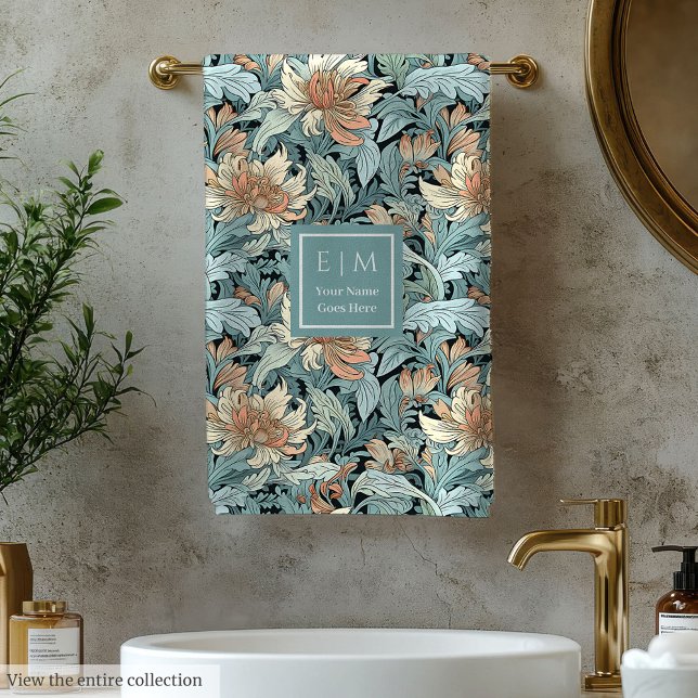 Toalla De Baño Inspirada En Pastel Floral Morris (Pastel Floral Morris Inspired Bath Towel)