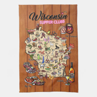 Toalla de baño - Mapa del club de cena de Wisconsi