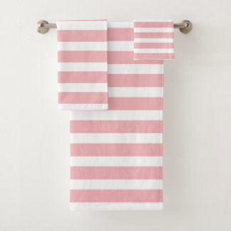 Toalla de baño moderna de rayas rosas y blancas