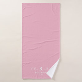 Toalla de baño monograma rosa rústica