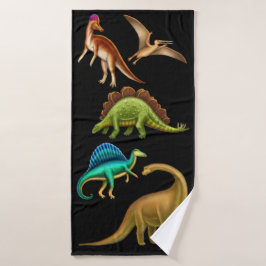 Toalla de baño oscura de los dinosaurios