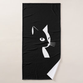 Toalla de baño para gatos en blanco y negro