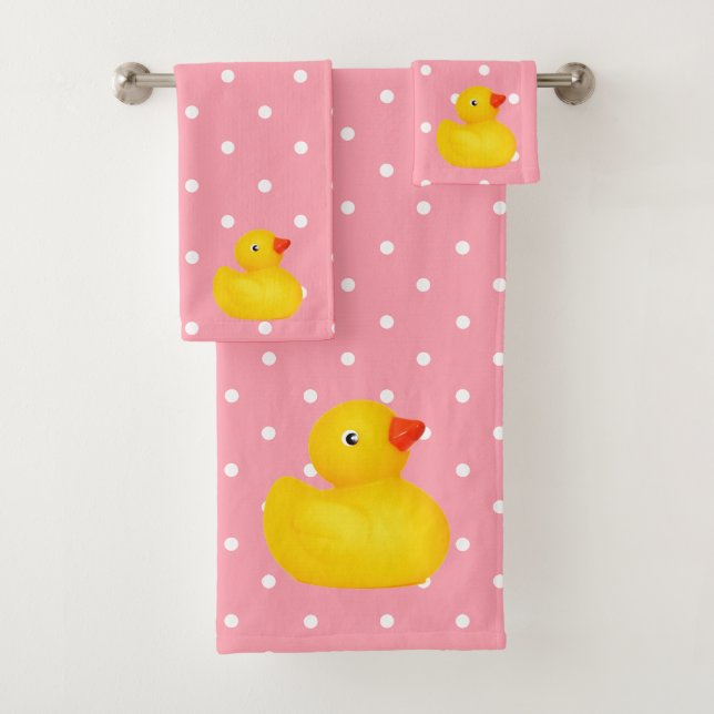 Toalla de baño para niñas rosa Pato de goma Pato (In situ)