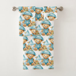 Toalla de baño para niño | Osos de peluche azules