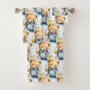 Toalla de baño para niño Osos de peluche azules