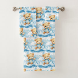 Toalla de baño para niño | Osos de peluche azules