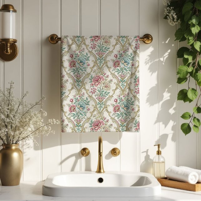 Toalla de baño Pastel Damask Romántica estilo vict (Pastel Damask Bath Towel Romantic Victorian Style)