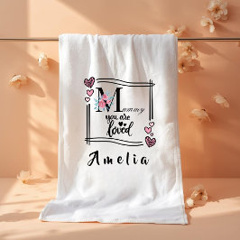 Toalla de baño personalizada con flores para mamá