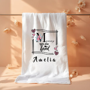 Toalla de baño personalizada con flores para mamá