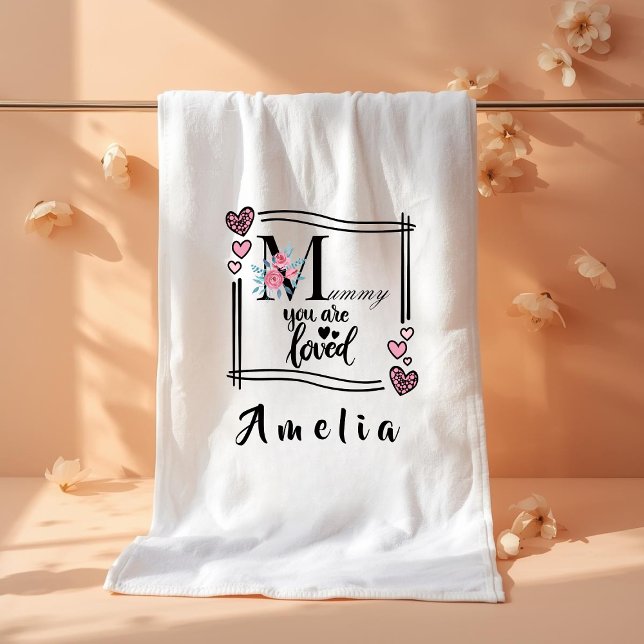 Toalla de baño personalizada con flores para mamá (Subido por el creador)