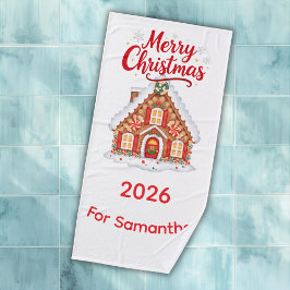 Toalla de baño personalizada de Navidad 2026 