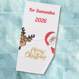 Toalla de baño personalizada de Navidad - Diseño d