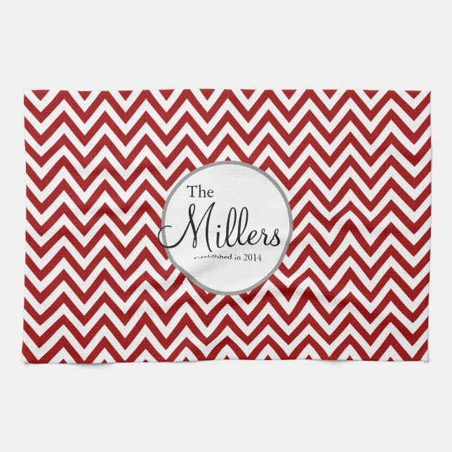 Toalla de baño personalizada de rojo y blanco (Horizontal)