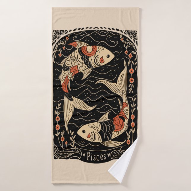 Toalla de baño Pisces Arte Zodiaco Celestial (Toalla de baño)