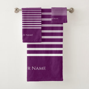 Toalla de baño Plum Name & Fading Stripes