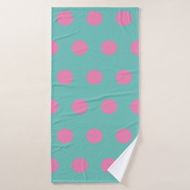 Toalla de baño Polka Dot (Aqua & Pink) (Toalla de baño)