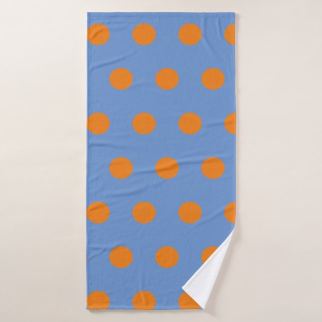 Toalla de baño Polka Dot (Denim Blue & Naranja) (Toalla de baño)