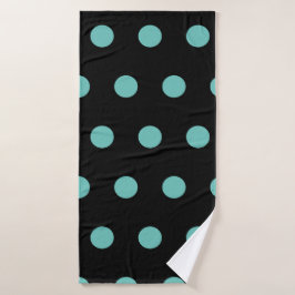 Toalla de baño Polka Dot (Negro y Aqua)
