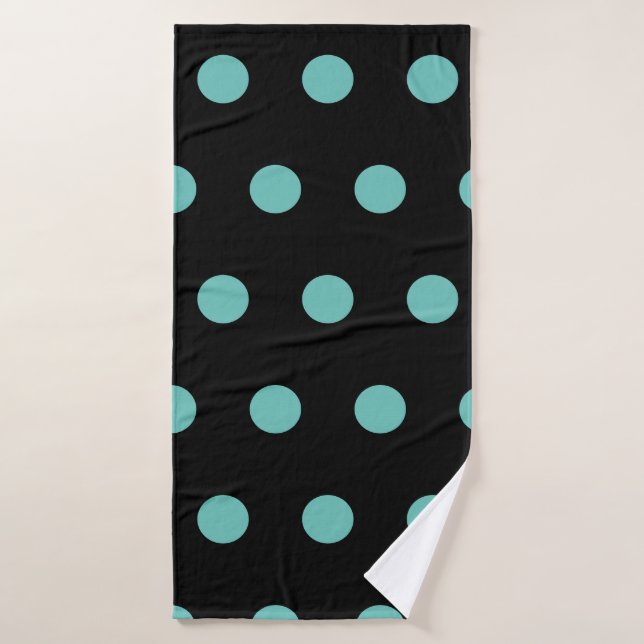Toalla de baño Polka Dot (Negro y Aqua) (Toalla de baño)