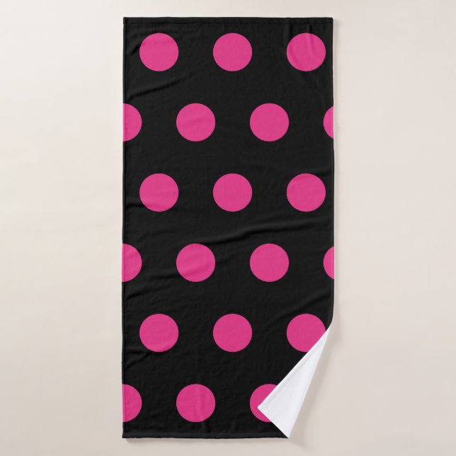 Toalla de baño Polka Dot (rosa negro y neón) (Toalla de baño)
