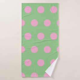 Toalla de baño Polka Dot (Sage Green & Pastel Pink