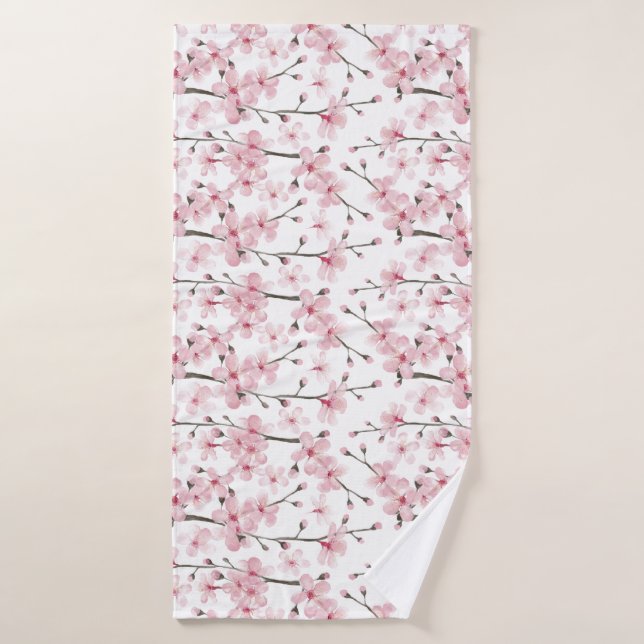 Toalla de baño rosa con flores de cerezo (Toalla de baño)