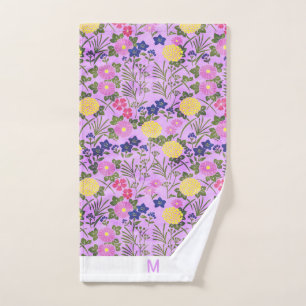 Toalla de baño rosa linda floral monograma persona
