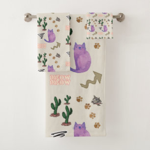 Toalla de baño Set Cat Fish Cactus