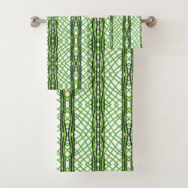 Toalla de baño Set Green, Black, White Weave