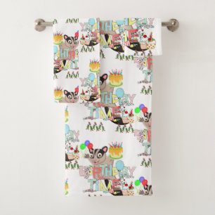 Toalla de baño Set Happy Birthday Possum Cake
