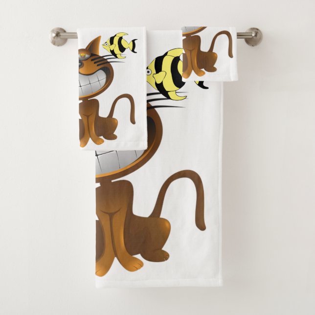 Toalla de baño set peces gatos (In situ)