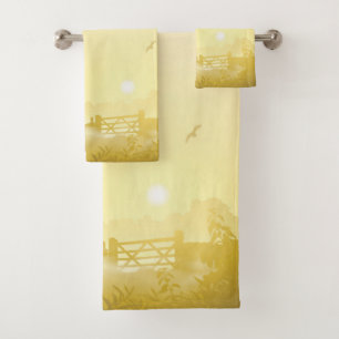 Toalla de baño Set Sunny Morning Farm Country Rust