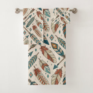 Toalla de baño tribal con motivo de flechas y plum