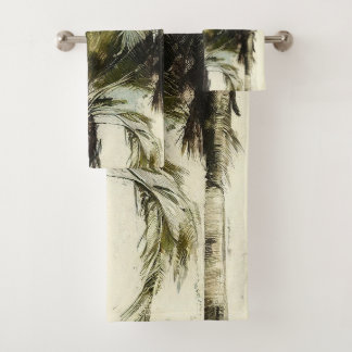 Toalla de baño tropical con patrón de árbol de pal