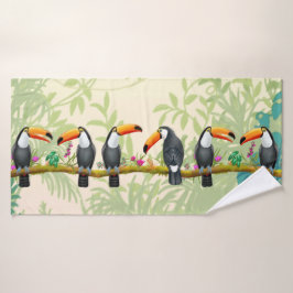 Toalla de baño tropical de la selva de Toucan