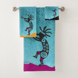 Toalla de baño turquesa del suroeste de Kokopelli