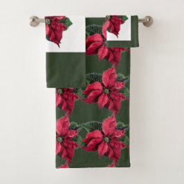 Toalla de baño verde con Navidades Poinsettia
