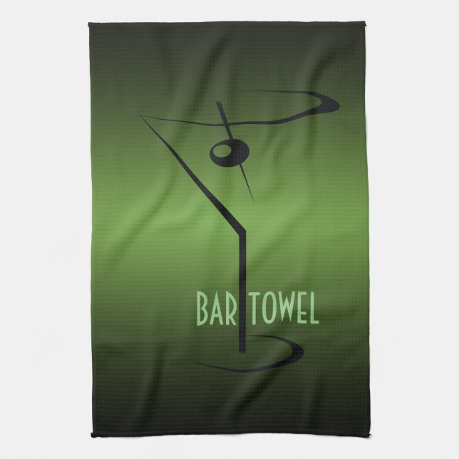 Toalla de bar de cóctel verde y negro (Vertical)