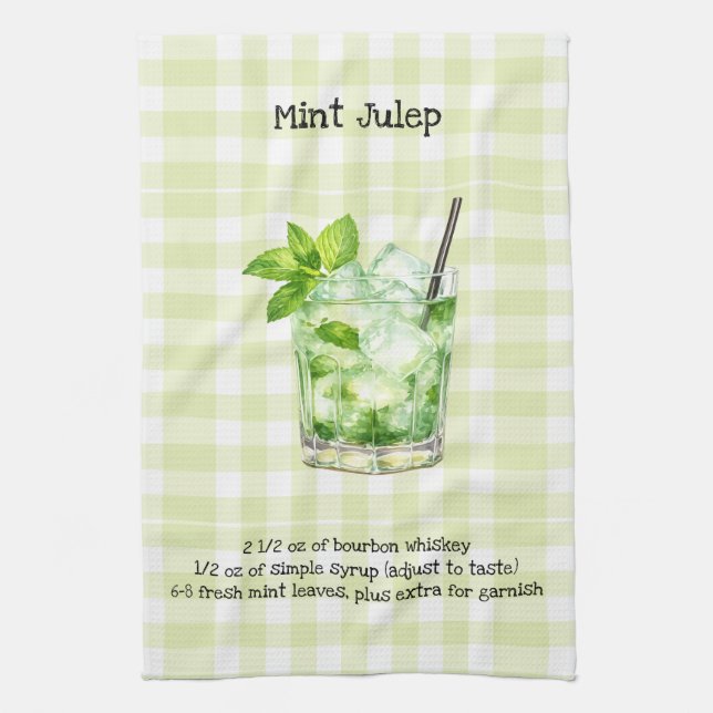 Toalla de bar de cuadros de Búfalo Mint Julep | (Vertical)