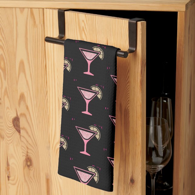 Toalla de bar personalizada cóctel rosa (Pliegue de tercios)