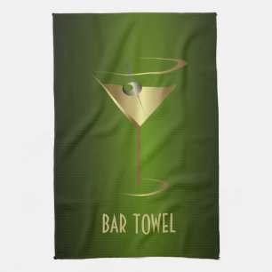 Toalla de bar Vidrio de Martini Verde y Oro