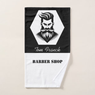 Toalla de barbero negra y blanca para salón de bar