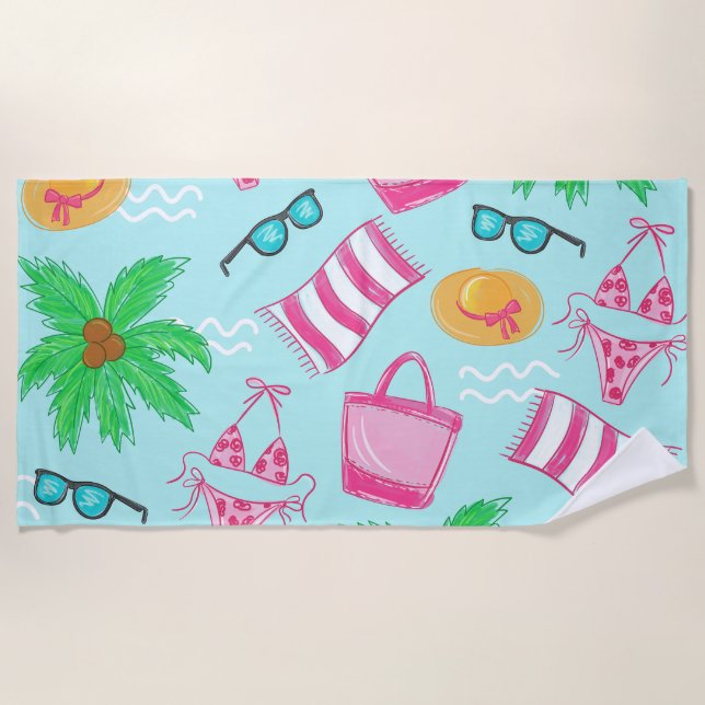 Toalla de Bikini Preppy Beach Palm Tree Beach Toal (Anverso)