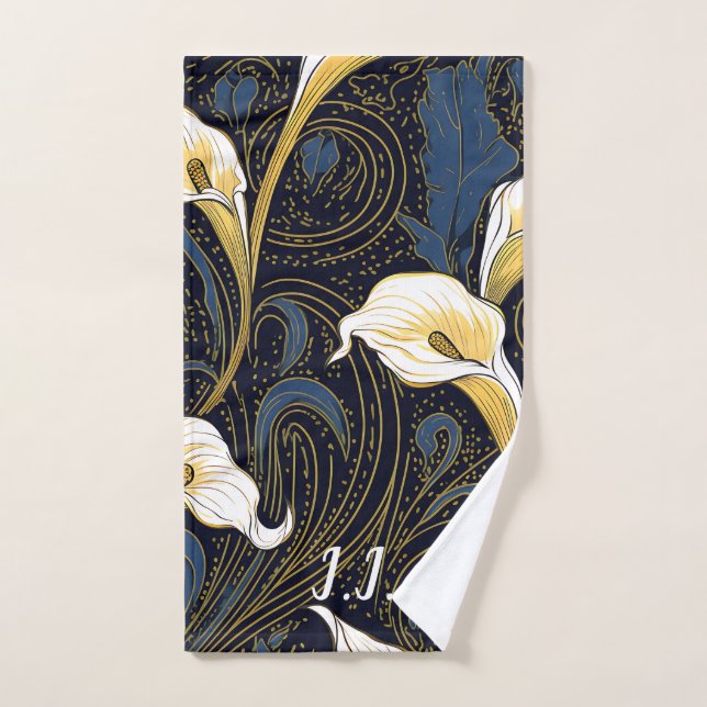 Toalla de bolas de bolas con monograma de lirio gó (Toalla de mano)