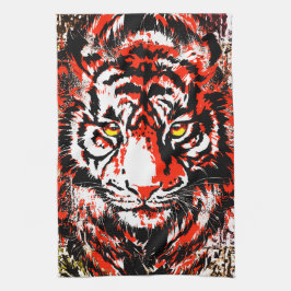 Toalla de cabeza de tigre rojo - toalla de cocina 