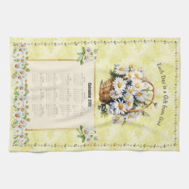 Toalla de calendario 2026 Amarillo Daisy Regalo de