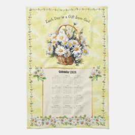 Toalla de calendario 2026 Amarillo Daisy Regalo de