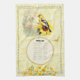 Toalla de calendario 2026 Amarillo Jilguero