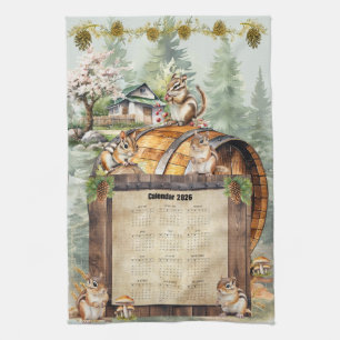 Toalla de calendario 2026 Ardillas lindas