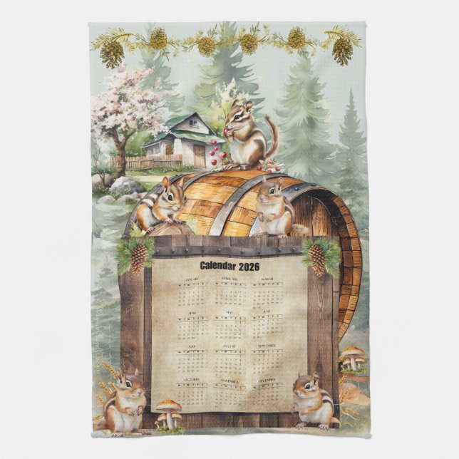 Toalla de calendario 2026 Ardillas lindas (Vertical)
